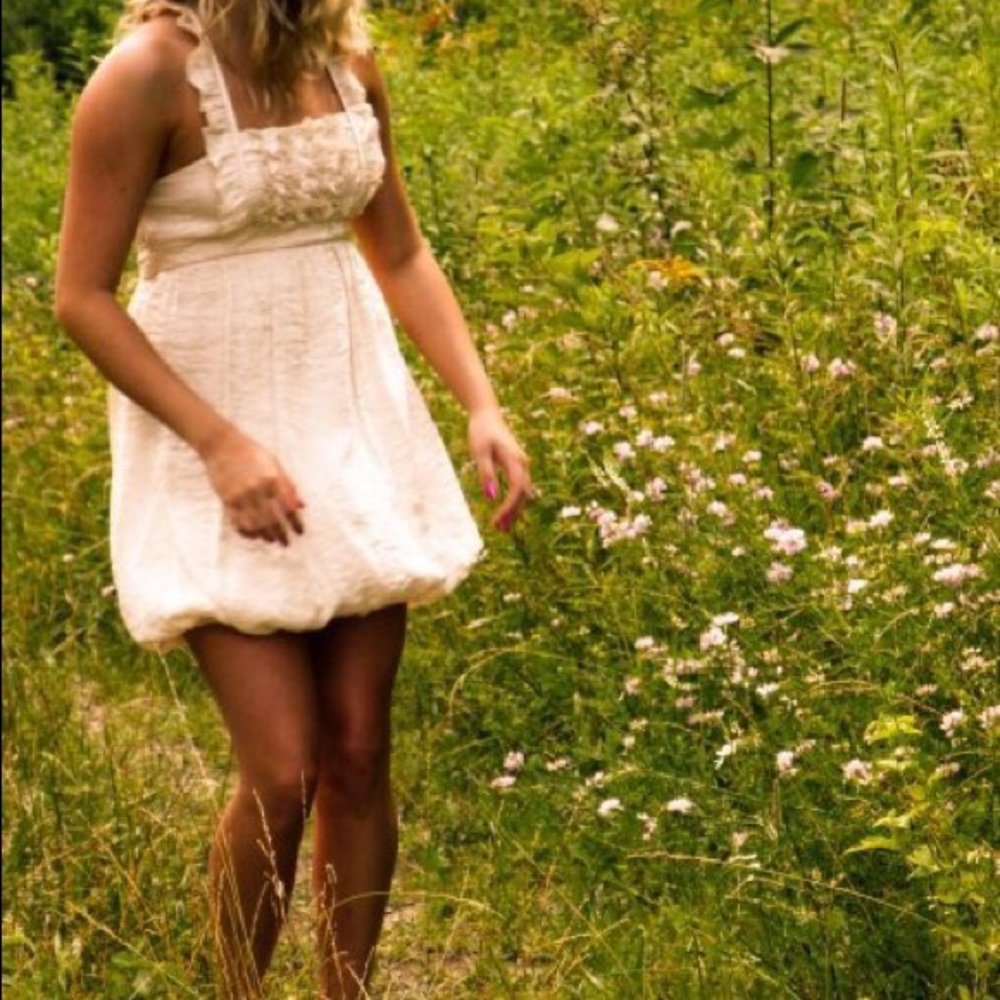 Cream ruffled racerback sundress